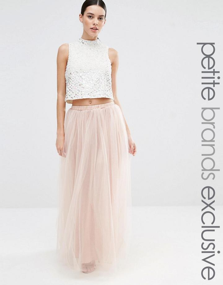 True Decadence Petite Tulle Maxi Skirt - Cream