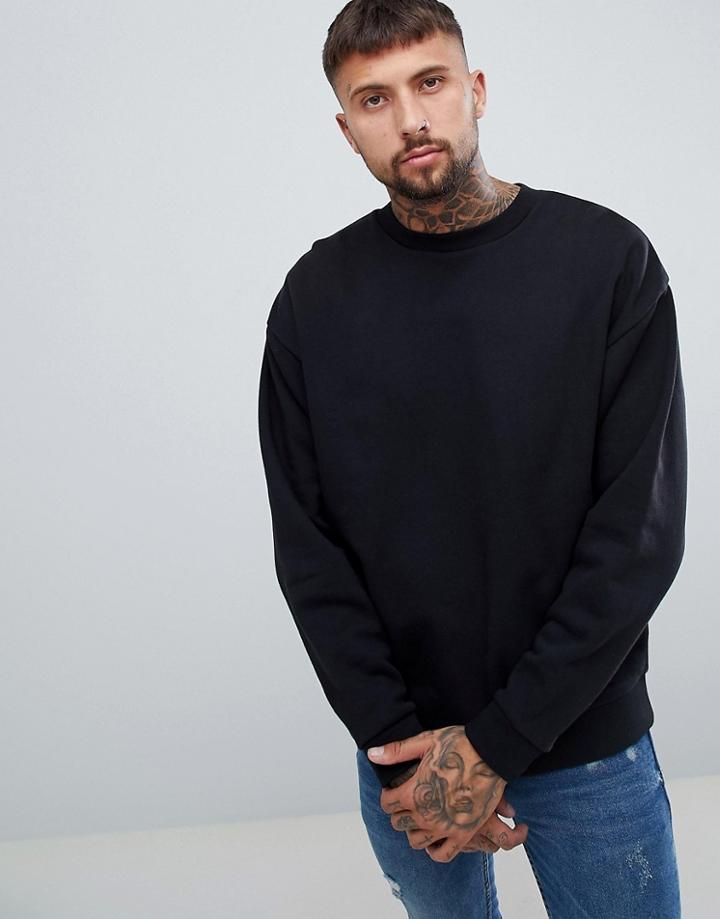 Asos Design Oversized Sweatshirt In Black - Black