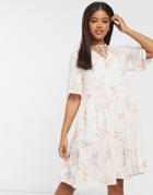 Vila Mini Smock Dress In Floral Print-pink