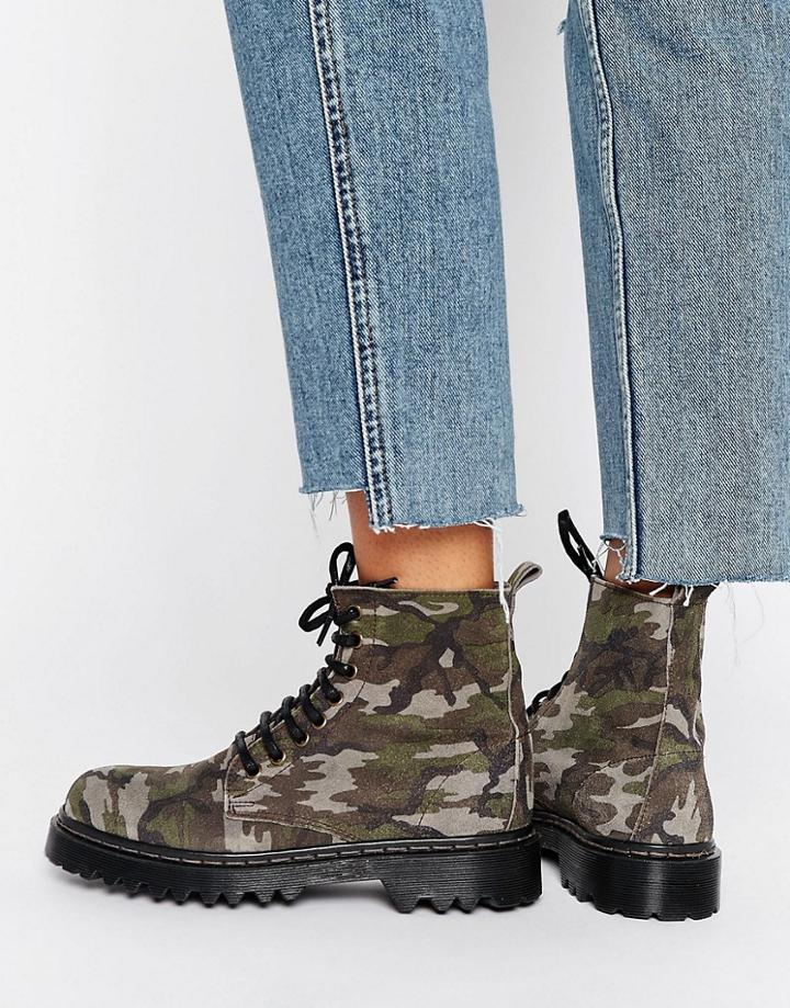 Park Lane Chunky Sole Camo Print Lace Up Boot - Multi