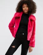 Asos Faux Fur Cropped Jacket - Pink