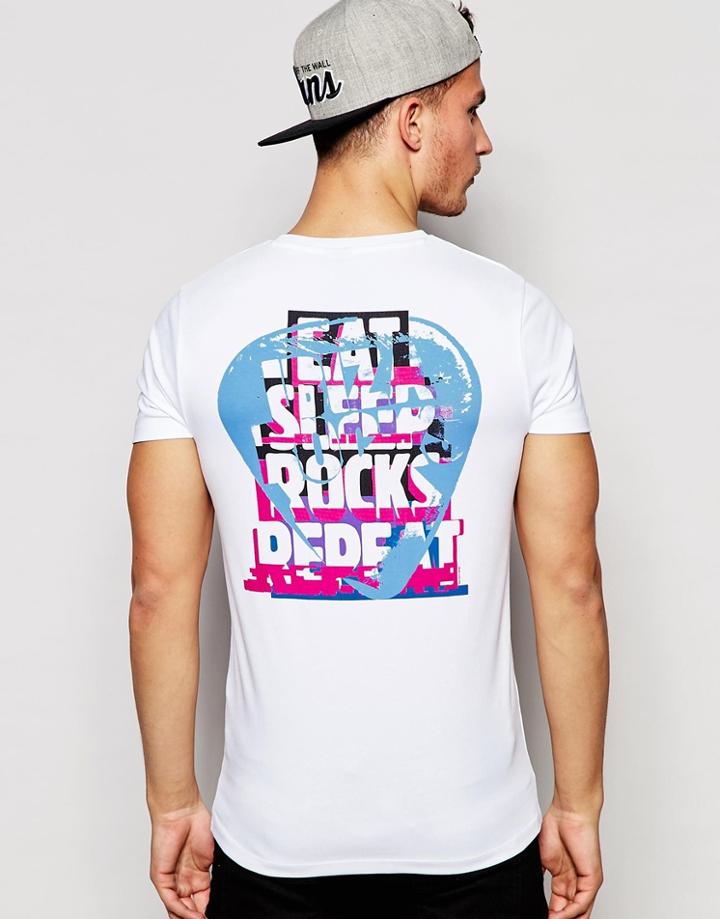Asos Muscle T-shirt With Ibiza Rocks Print - White