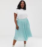 Glamorous Curve Plisse Midi Skirt In Mini Star Print-blue