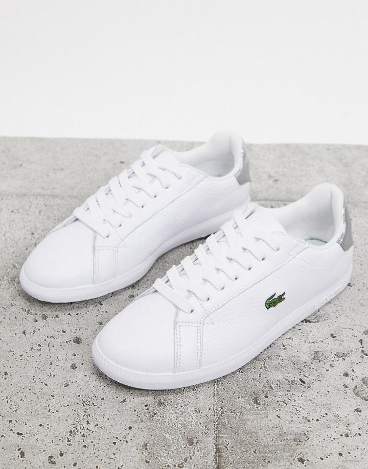 Lacoste Graduate 120 Leather Trainers In White With Silver Tabs