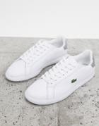 Lacoste Graduate 120 Leather Trainers In White With Silver Tabs