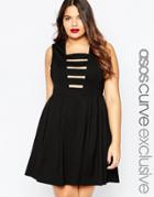 Asos Curve Premium Skater Dress With Ladder Cut Out - Black