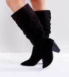 Asos Cadet Wide Fit Slouch Knee Boots - Black
