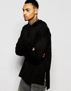 Asos Oversized Long Sleeve T-shirt With Hood And Zips - Black