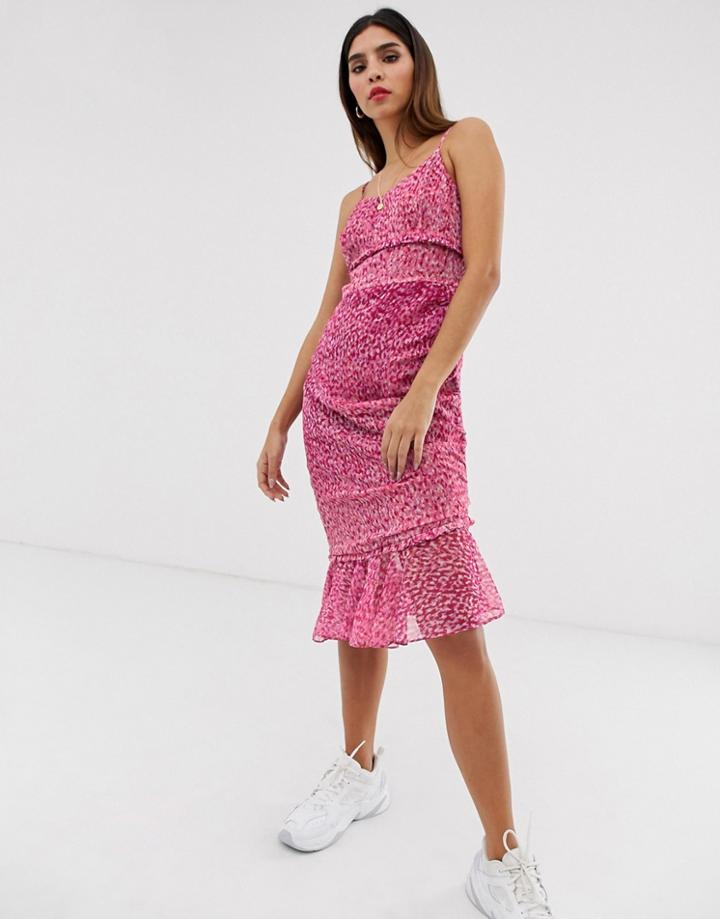 The East Order Penny Midi Dress In Ditsy Print - Pink