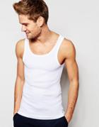 Hugo Boss Muscle Fit Rib Tank In White - White