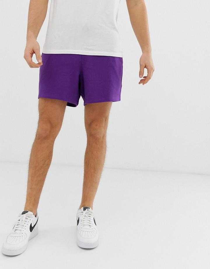 Asos Design Jersey Relaxed Shorts In Shorter Length In Purple - Purple