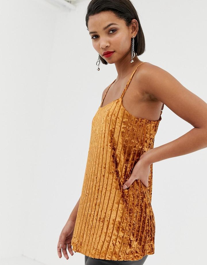 River Island Velvet Cami Top In Copper