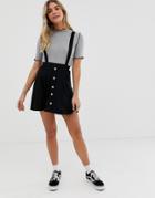 Asos Design Button Front Mini Jumper Dress Skirt - Black