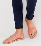 New Look Neon Multistrap Sandal In Coral - Orange