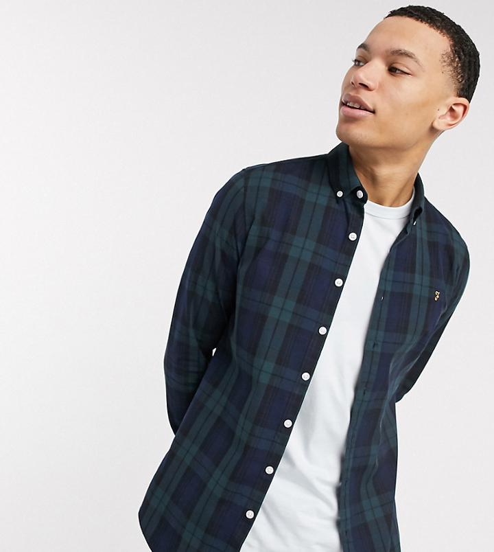 Farah Brewer Slim Fit Check Shirt In Blackwatch-green