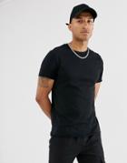 Asos Design Organic Heavyweight T-shirt With Crew Neck And Raw Edges In Black
