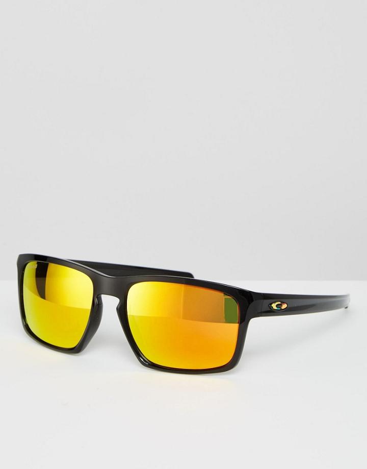 Oakley Square Sliver Sunglasses With Yellow Flash Lens By Valentino Rossi - Black