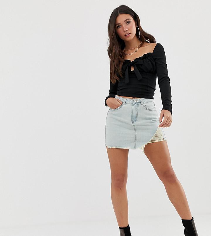 Missguided Denim Mini Skirt In Lightwash Blue - Blue