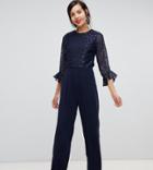 Y.a.s Tall Sheer Dot Jumpsuit - Navy
