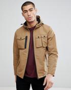 Brave Soul 4 Pocket Hooded Harrington Jacket - Stone