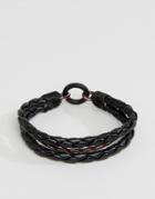 Icon Brand Leather & Cord Bracelets In Pack - Black