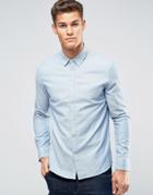Burton Menswear Slim Shirt In Texture - Blue