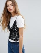 First & I T-shirt With Crochet Bralette - White