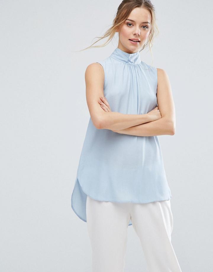 Closet London Sleeveless High Neck Top - Blue