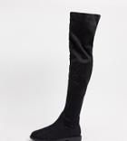 Asos Design Wide Fit Kennedy Flat Knee Boots In Black