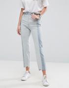 Asos Deconstructed Straight Leg Jeans In Tonal 80s Bleach Light Acid Wash - Blue