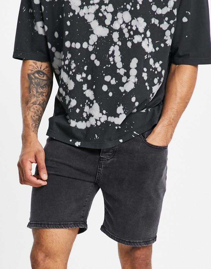 Liquor N Poker Shorts In Washed Black Denim - Part Of A Set