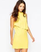 Vero Moda High Neck Overlay Dress - Gold Finch