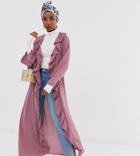 Verona Frill Front Duster Jacket In Dusty Pink - Pink