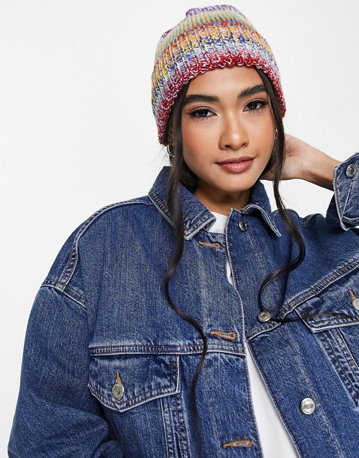 Asos Design Mixed Knit Beanie In Multi