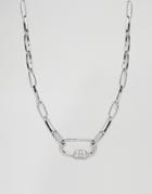 Asos Design Necklace With Hardware Link In Silver - Silver