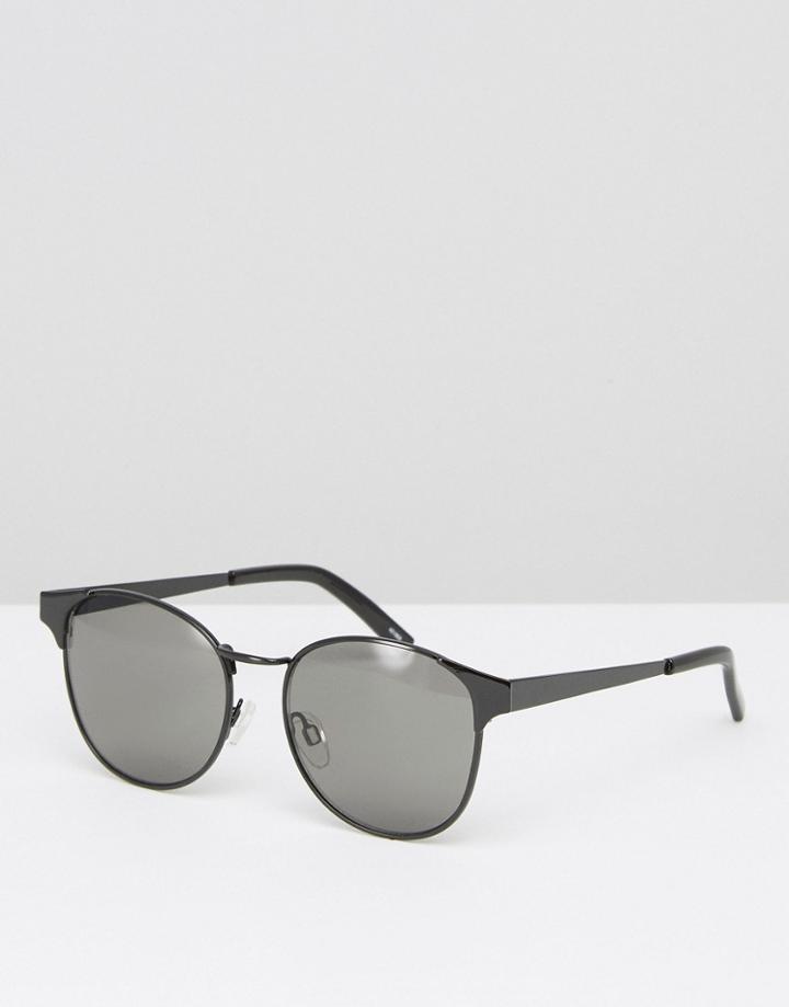 Monki Metal Round Lense Sunglasses - Black