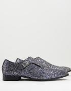 Asos Design Monk Shoe In Silver Glitter