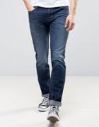 Sisley Slim Fit Jeans In Washed Indigo - Blue
