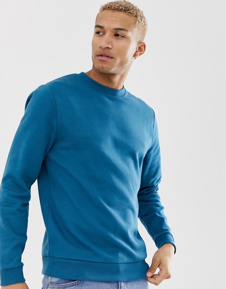 Asos Design Sweatshirt In Dark Blue