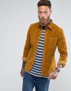 Asos Slim Fit Cord Shirt In Mustard - Tan