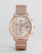 Tommy Hilfiger 1781907 Chronograph Mesh Watch In Rose Gold 38mm - Gold