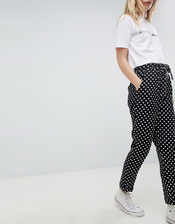Asos Design Woven Obi Tie Pants In Spot - Multi