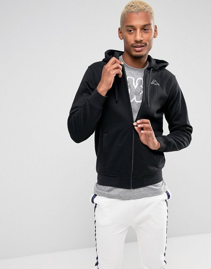 Kappa Small Logo Zip Thru Hoodie - Black