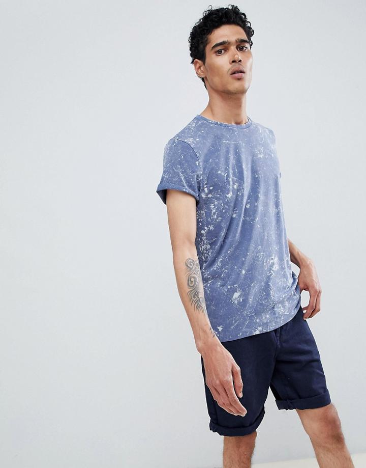 Brave Soul Feather Print T-shirt - Blue
