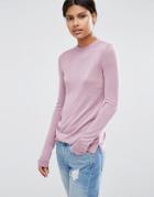 Asos Sweater With Crew Neck In Soft Yarn - Purple