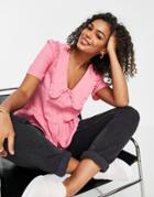 Influence Cotton Poplin Blouse With Peter Pan Collar In Pink