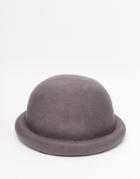 Asos Felt Bowler Hat In Charcoal - Charcoal