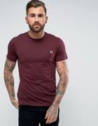 Fred Perry Slim Fit Crew Neck Logo T-shirt Purple - Red