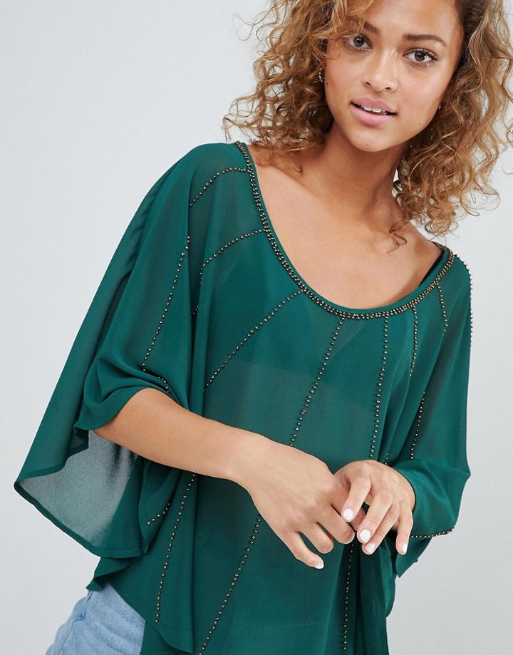 Qed London Chiffon Top - Green