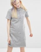Asos Sweat Dress With Embellishment - Gray